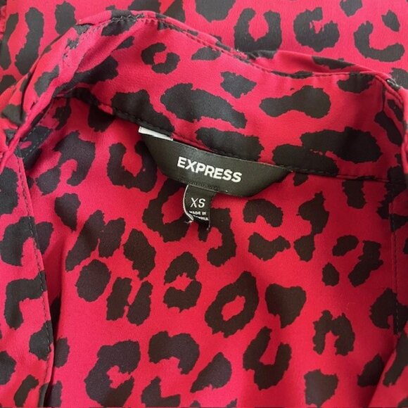 Express Women's Razor Back Halter Top Blouse, Deep Red & Black Leopard Print, XS - Picture 5 of 5